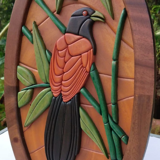 GREEN BILLED COUCAL WALL DECOR/S.JAYASINGHA WOOD C