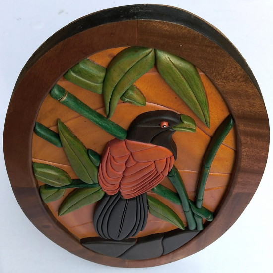 GREEN BILLED COUCAL WALL DECOR/S.JAYASINGHA WOOD C