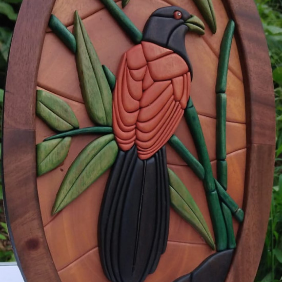 GREEN BILLED COUCAL WALL DECOR/S.JAYASINGHA WOOD C