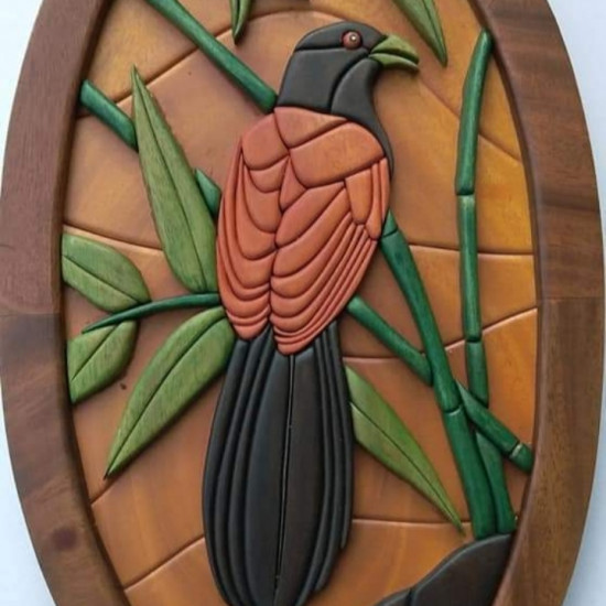 GREEN BILLED COUCAL WALL DECOR/S.JAYASINGHA WOOD C