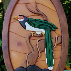 RED FACED MALKOHA WALL DECOR/S.JAYASINGHA WOOD CRA