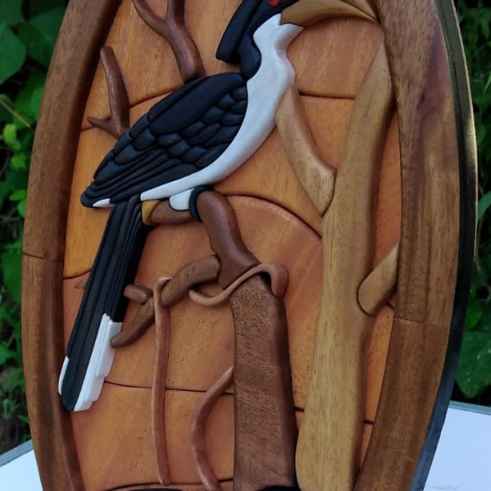 GREY HORNBIL WALL DECOR/S.JAYASINGHA WOOD CRAFT.