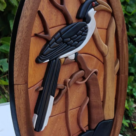 GREY HORNBIL WALL DECOR/S.JAYASINGHA WOOD CRAFT.