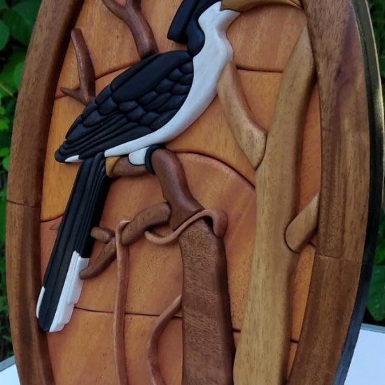 GREY HORNBIL WALL DECOR/S.JAYASINGHA WOOD CRAFT.