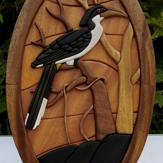 GREY HORNBIL WALL DECOR/S.JAYASINGHA WOOD CRAFT.