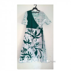 White and Green Wraparound Frock