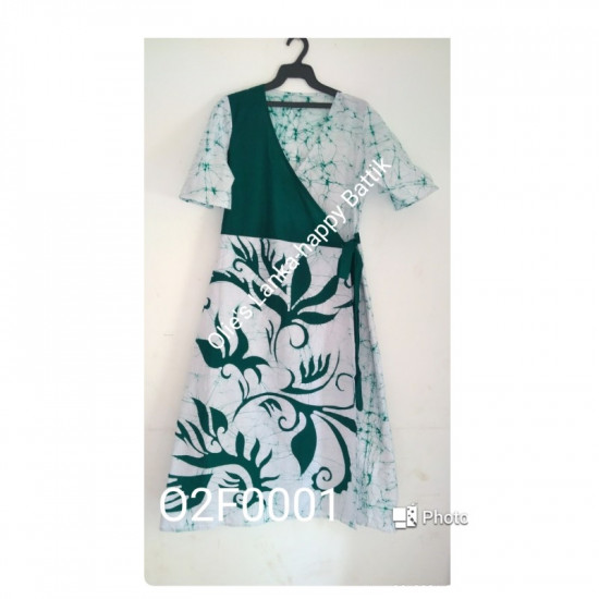 White and Green Wraparound Frock White and Green Wraparound Frock
