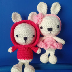 KIDS SOFT TOY CROCHET BUNNY RABBITS