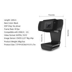 30 degrees USB 2.0 PC Camera 1080P