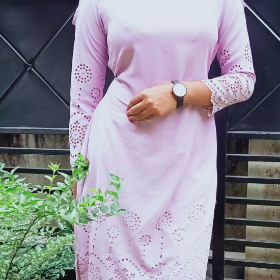 Boat neck long sleeves short frock Boat neck long sleeves short frock
