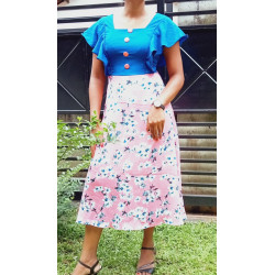 Square neck Short Frock Design Floral