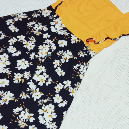 Square neck Short Frock Design Floral Square neck Short Frock Design Floral