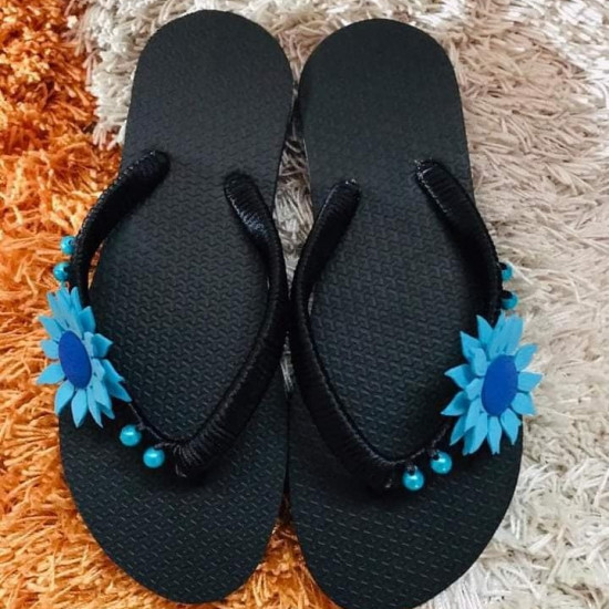 New Blue flower Design  Ladies Slippers