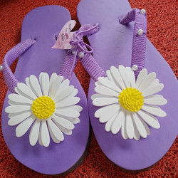 New Sun flower Design  Ladies Purple Slippers
