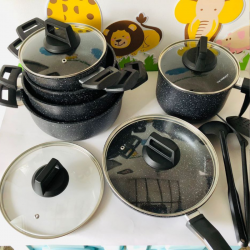 Non-stick Cookware set with glass lid/Kavi Store