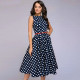 Elegant Dot Print Dress Women Casual Sleeveless