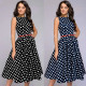 Elegant Dot Print Dress Women Casual Sleeveless